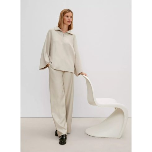 Comma női pulóver-Soft Jumper With Zip-Neck Collar-Ligh Beige