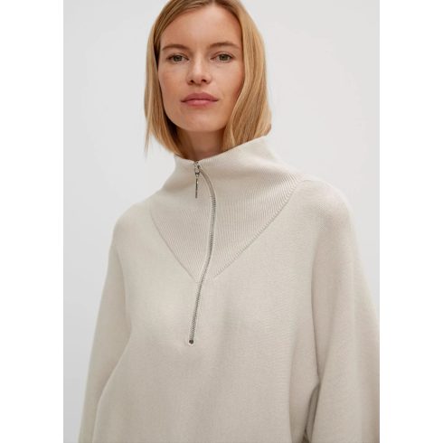 Comma női pulóver-Soft Jumper With Zip-Neck Collar-Ligh Beige