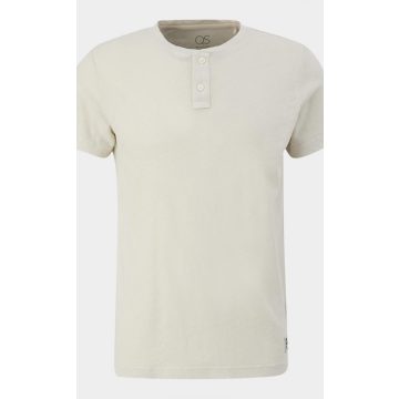   s.Oliver Férfi póló-Henley-Shirt aus Leinenmix-Helles Beige