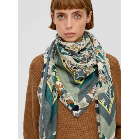 s.Oliver Női mintás sál - Petrol/Sage Green