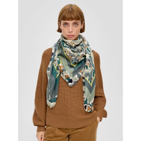 s.Oliver Női mintás sál - Petrol/Sage Green