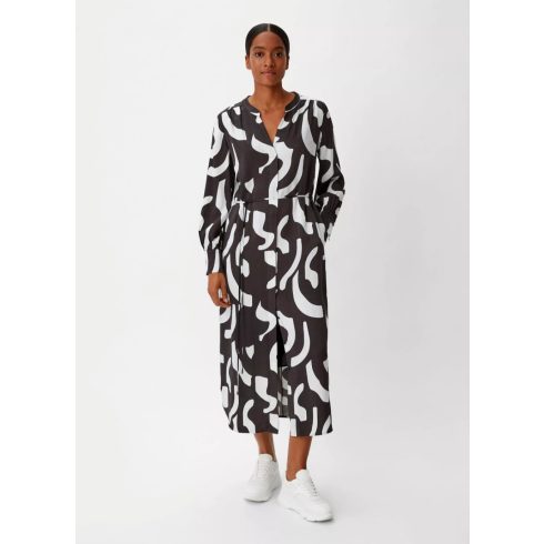 Comma női ruha-Twill Dress With A Fabric Belt-Black