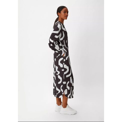 Comma női ruha-Twill Dress With A Fabric Belt-Black