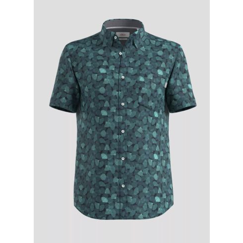 s.Oliver férfi  ing-Slim fit-Short sleeve shirt with a Kent collar-Petrol