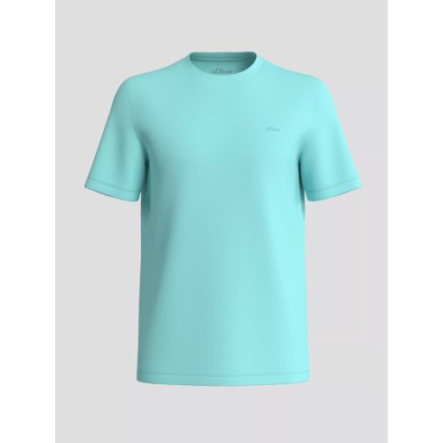 s.Oiver férfi póló-T-shirt with a logo print-Pale Turquoise