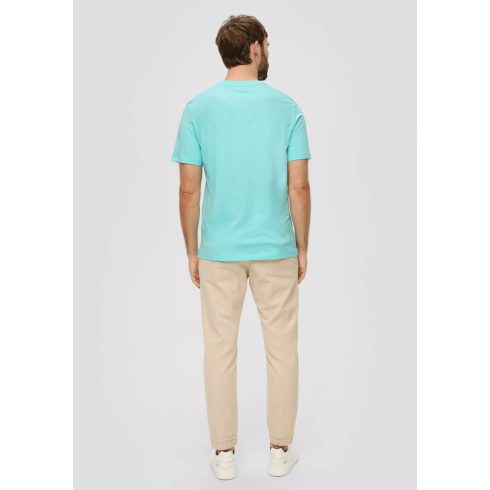s.Oiver férfi póló-T-shirt with a logo print-Pale Turquoise