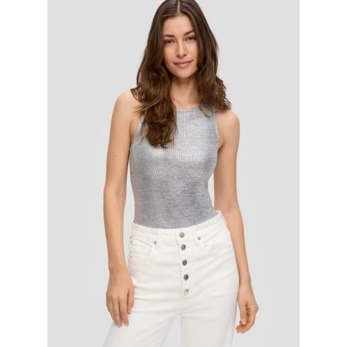 s Oliver női body-Body im Metallick-Look-Silver