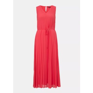 Comma női ruha-Midi Dress Whith Plisse Pleates-Coral Red