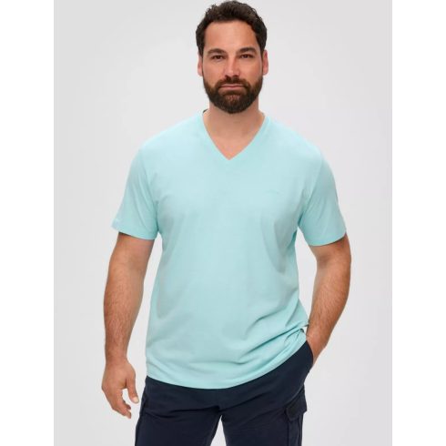 s .Oliver Big Size -Férfi póló-T-shirt mit Labelprint-Türkiz