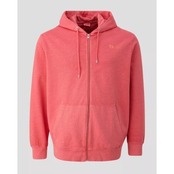   s.Oliver férfi pulóver-Garment-dyed sweatshirt whit a hood-Coral Red