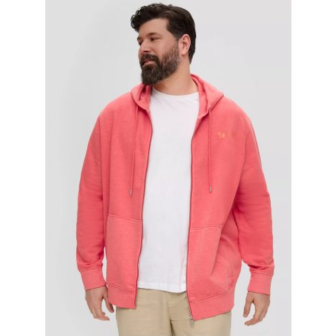 s.Oliver férfi pulóver-Garment-dyed sweatshirt whit a hood-Coral Red
