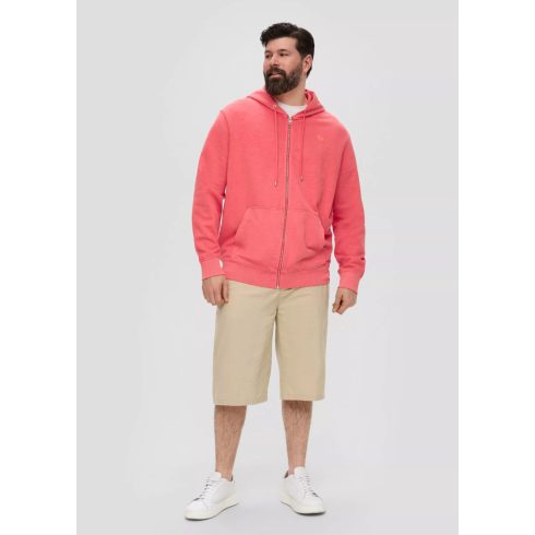 s.Oliver férfi pulóver-Garment-dyed sweatshirt whit a hood-Coral Red
