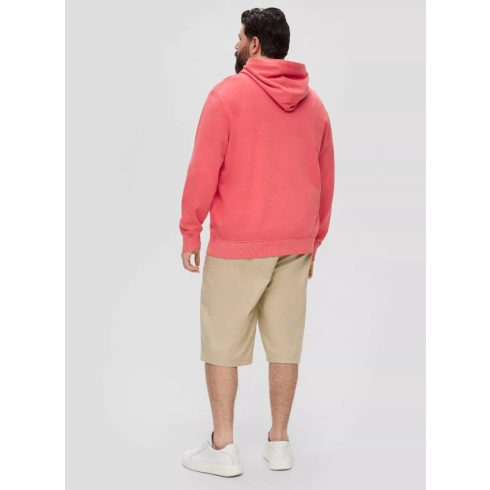 s.Oliver férfi pulóver-Garment-dyed sweatshirt whit a hood-Coral Red