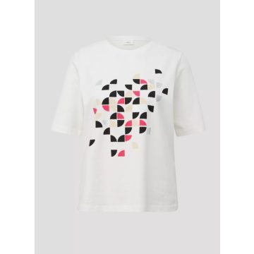   s Oliver/Black Label női póló-T-shirt with a front print-Cream