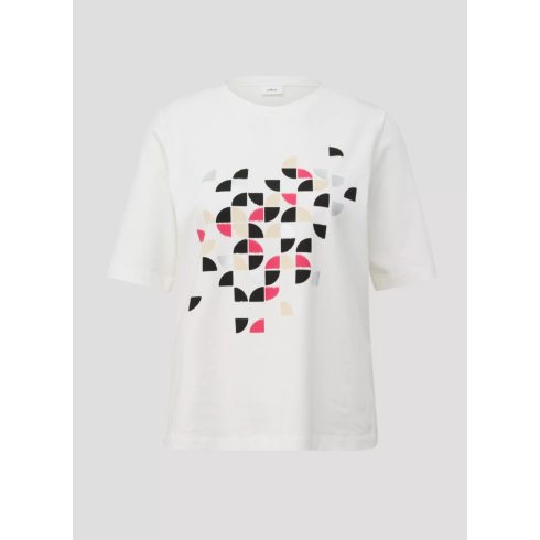 s Oliver/Black Label női póló-T-shirt with a front print-Cream