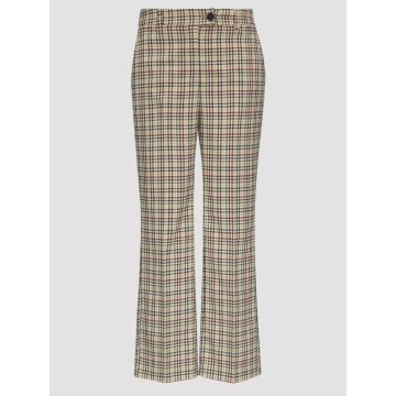   s.Oliver női nadrág-Cropped chek trousers with a flared hem-Ecru