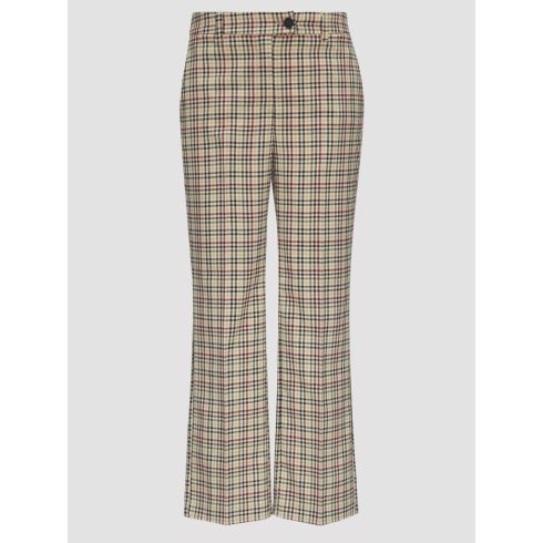 s.Oliver női nadrág-Cropped chek trousers with a flared hem-Ecru