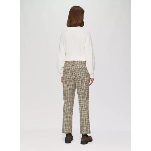 s.Oliver női nadrág-Cropped chek trousers with a flared hem-Ecru