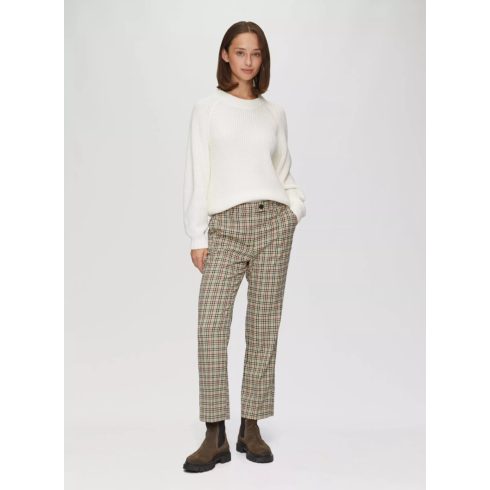s.Oliver női nadrág-Cropped chek trousers with a flared hem-Ecru