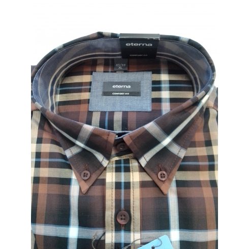 Eterna Férfi ing- Brow/Light Brow Checkered-Comfort Fit