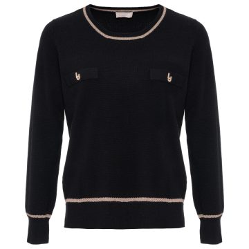 LIU•JO Női pulcsi-Maglia chiusa-Nero/It.rosegold